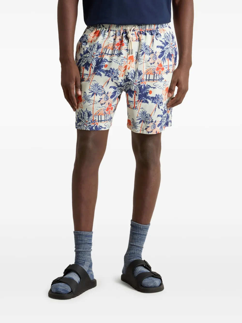 Shop Woolrich Graphic-print Shorts In White