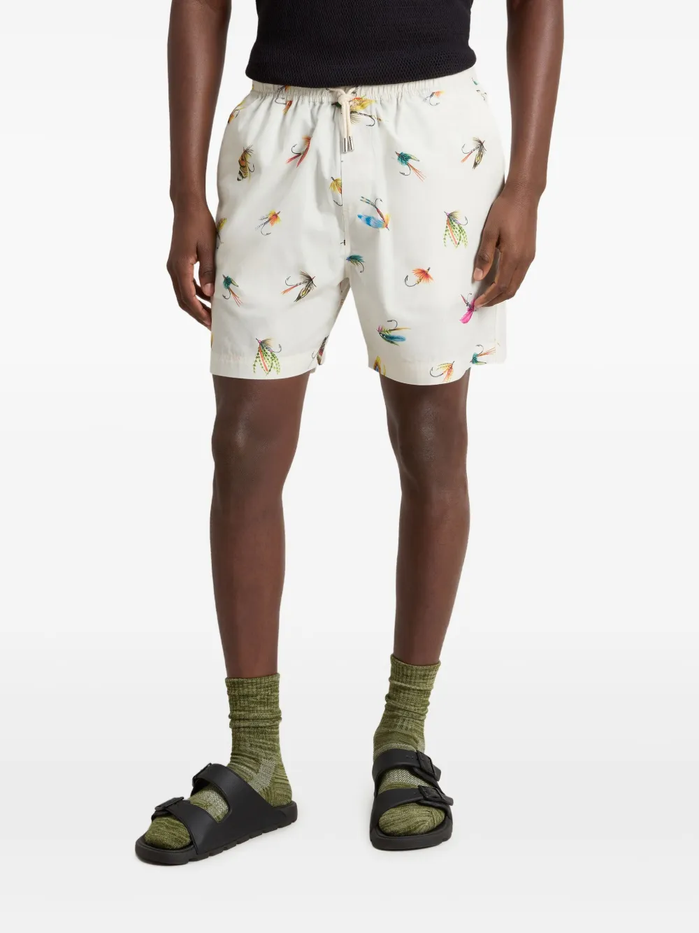 Shop Woolrich Graphic-print Shorts In White