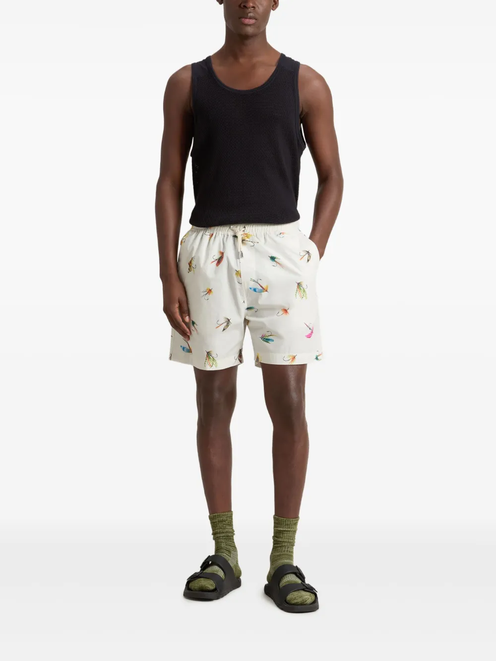 Shop Woolrich Graphic-print Shorts In White
