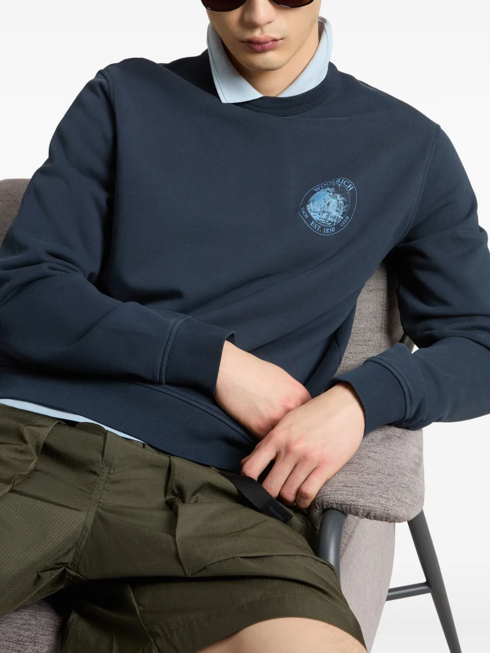 Woolrich Sweater met grafische print Blauw