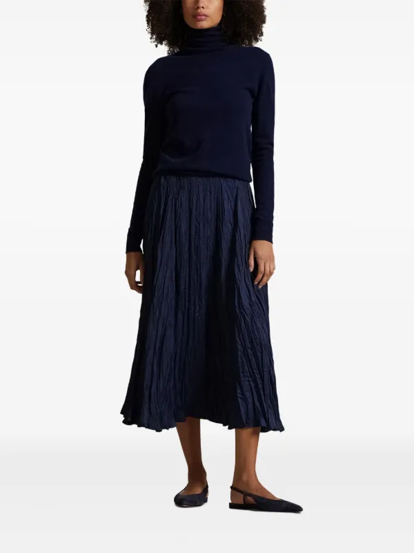 POLO RALPH LAUREN ダークブルー フレアスカート S Polo Ralph Lauren テクスチャード Aラインスカート | ブルー