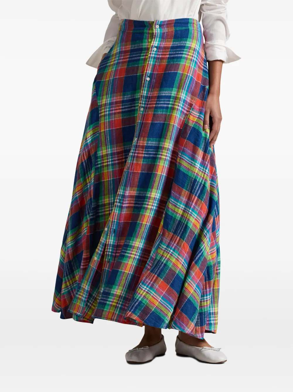 Polo Ralph Lauren Geruite linnen rok Rood
