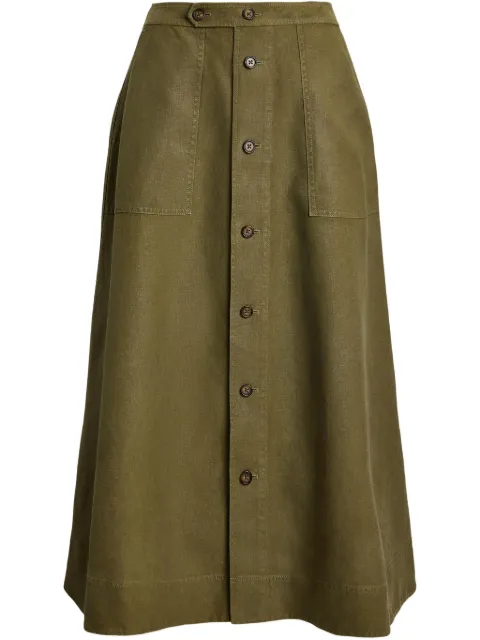 Polo Ralph Lauren A-line hemp midi skirt