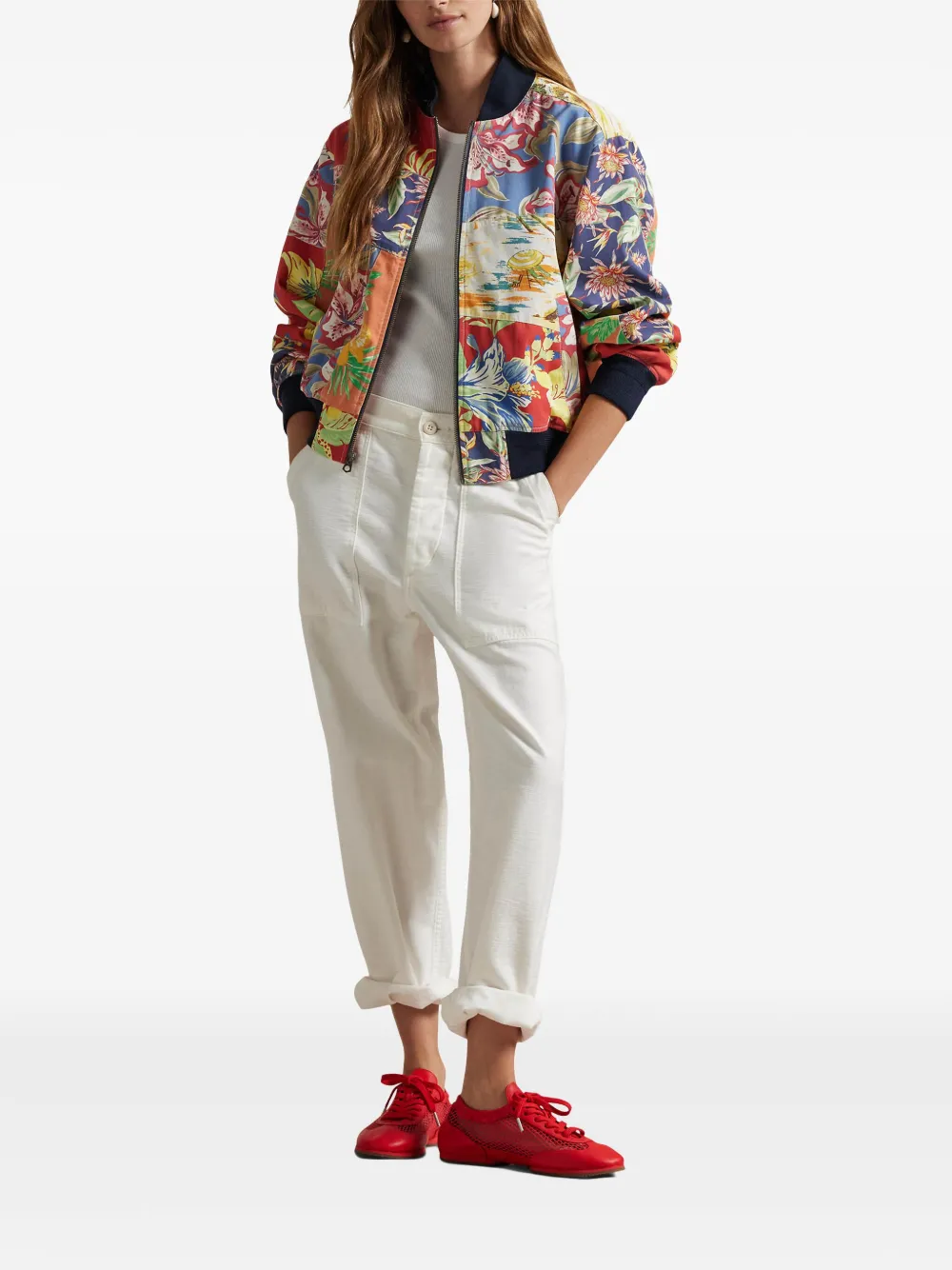 Polo Ralph Lauren Bomberjack met bloemenprint Beige