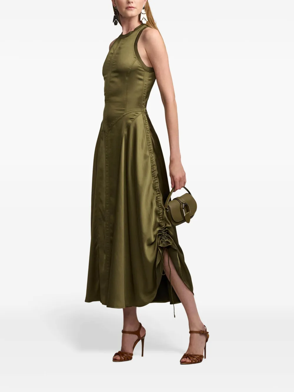 Ralph Lauren Collection Midi-jurk met ruches Groen