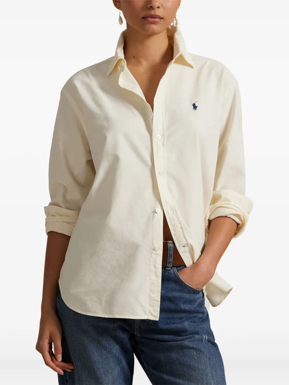 Polo Ralph Lauren Button-up blouse met lange mouwen Beige