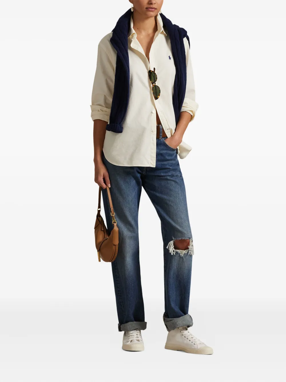 Polo Ralph Lauren Button-up blouse met lange mouwen Beige