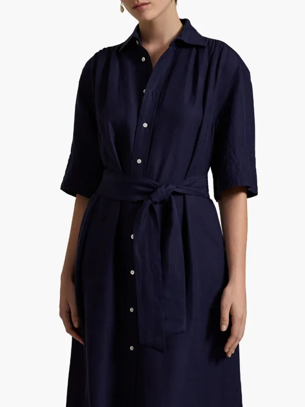 ralph lauren navy shirt dress Ralph Lauren Linen Shirtdress - Lauren Navy