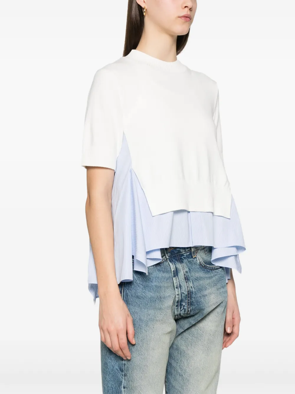 sacai Top met contrasterend vlak Wit
