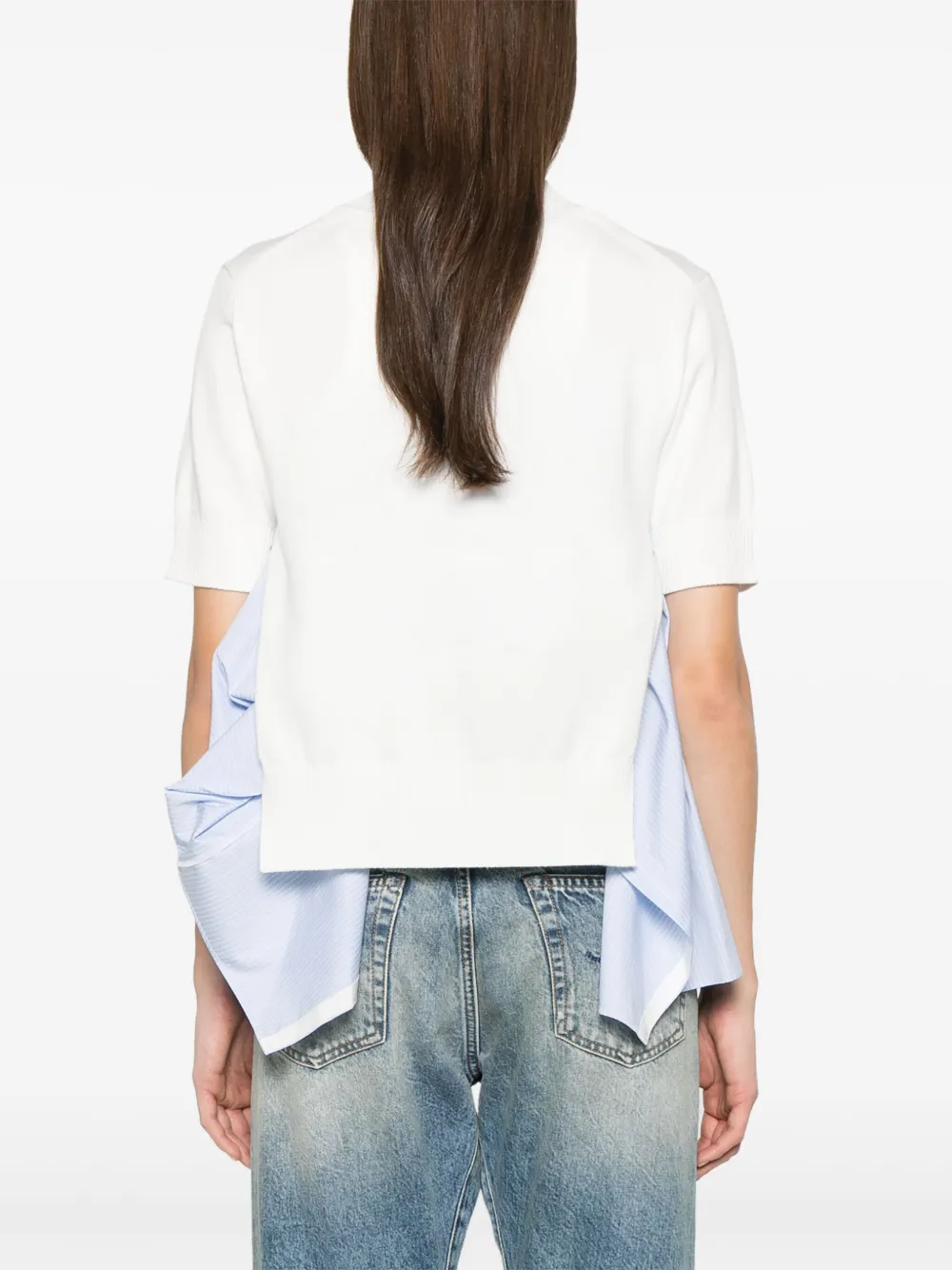 sacai Top met contrasterend vlak Wit
