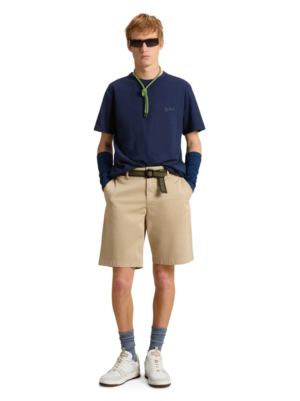 Woolrich T-shirt In Pure Cotton Slub Fabric In Blue