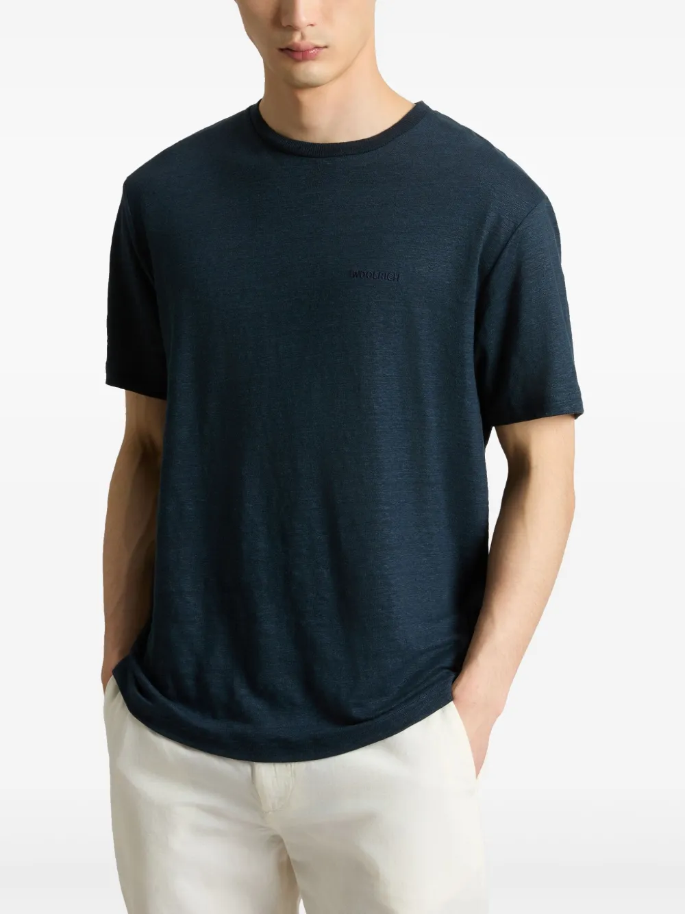 Woolrich Linnen T-shirt Blauw