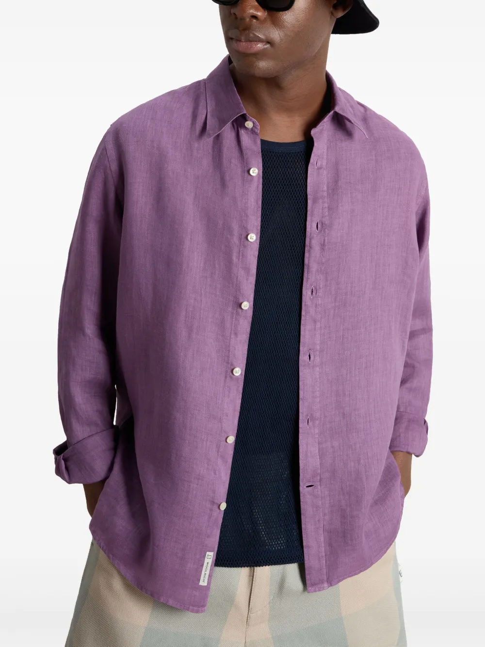 Woolrich Linnen overhemd Paars