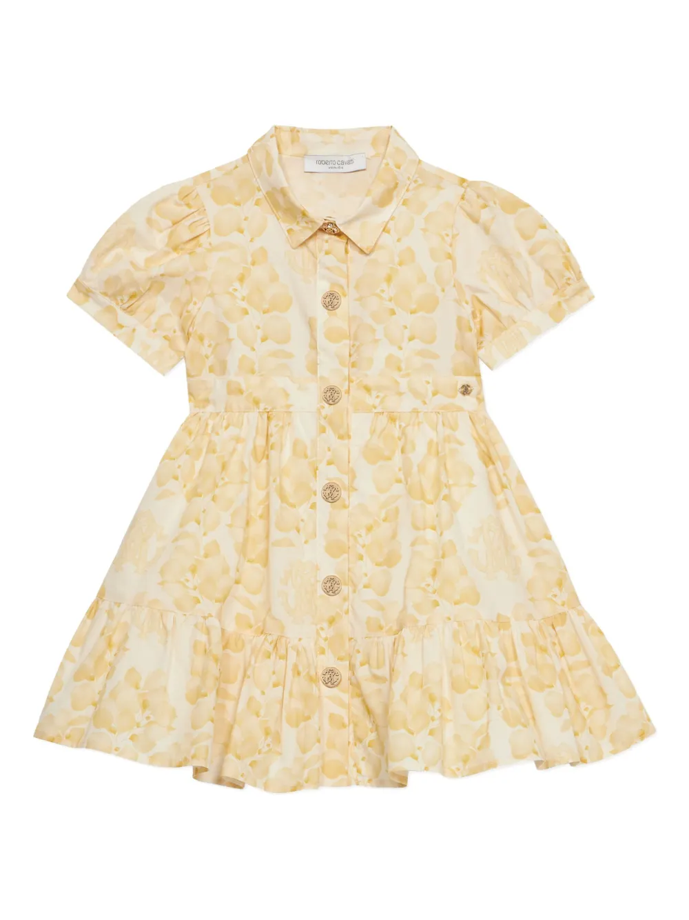 Roberto Cavalli Junior Jurk met ruches Geel