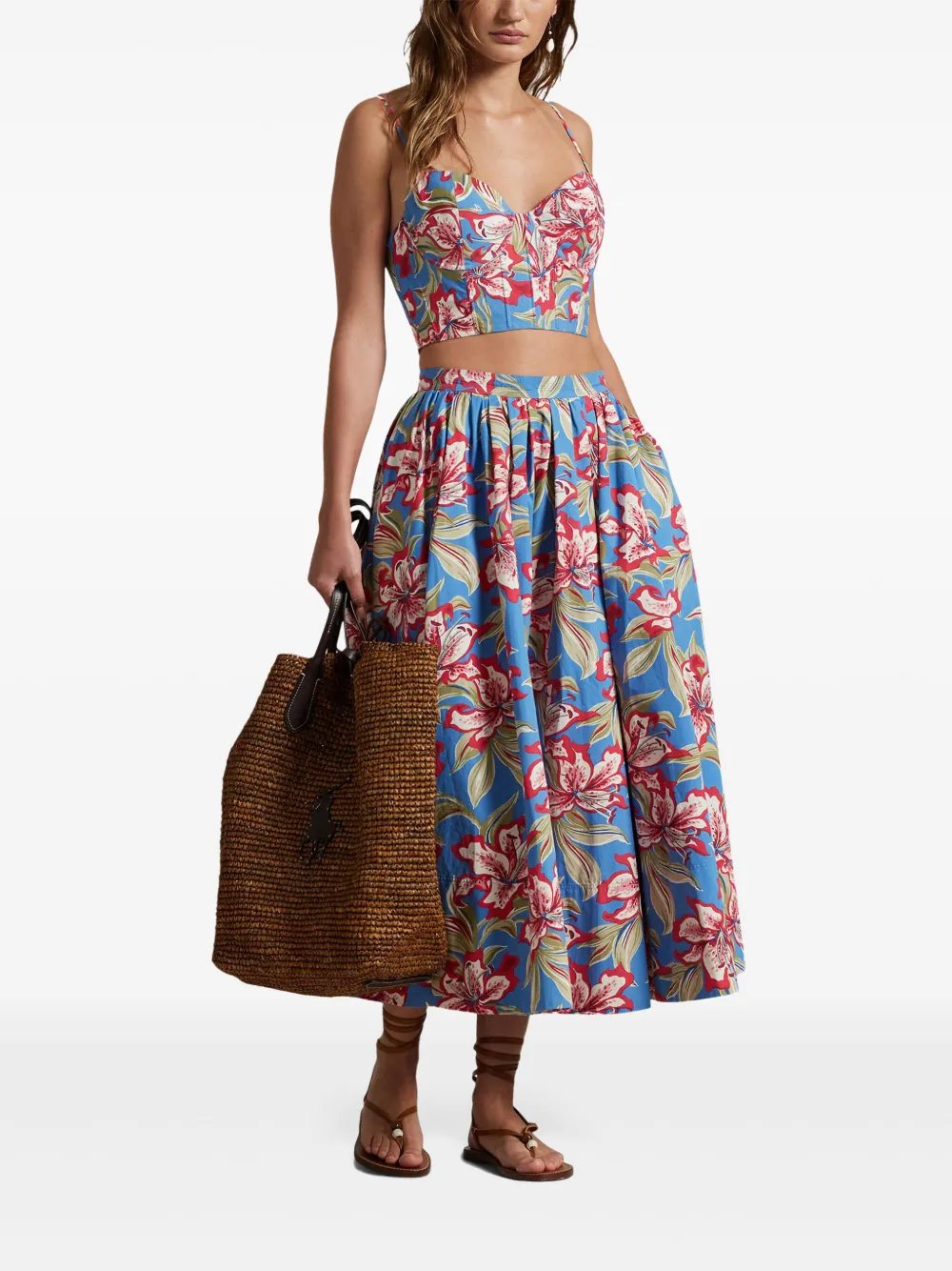 Polo Ralph Lauren Midi-jurk met bloemenprint - Blauw