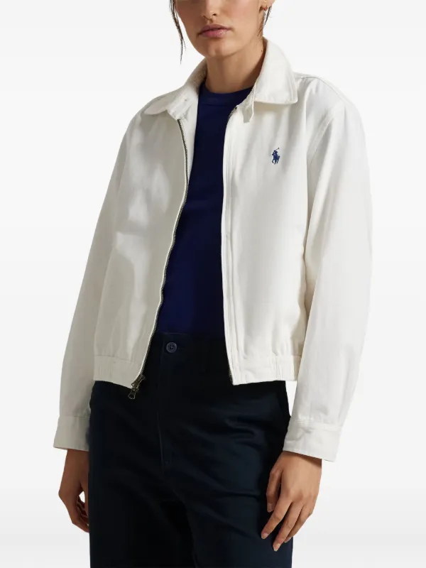 Polo Ralph Lauren zip-up Collared Jacket | White | FARFETCH
