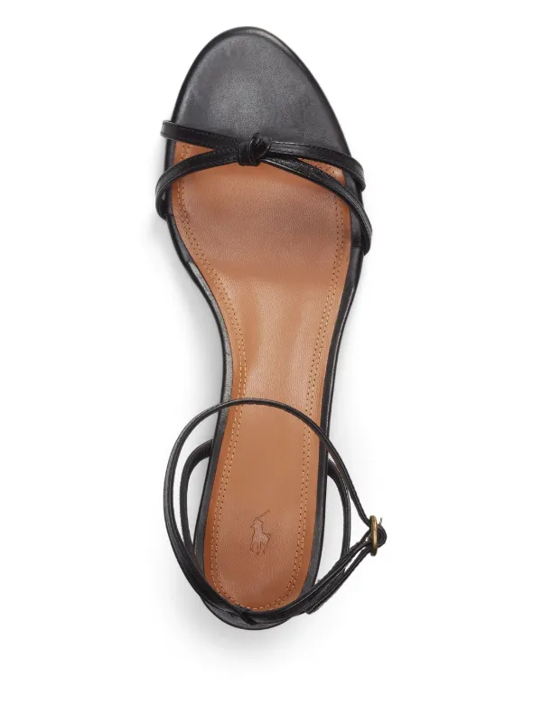 【 Polo Ralph Lauren】エレガント Leather Kitten-Heelサンダル Polo Ralph Lauren 45mm Leather Sandals | Black | FARFETCH