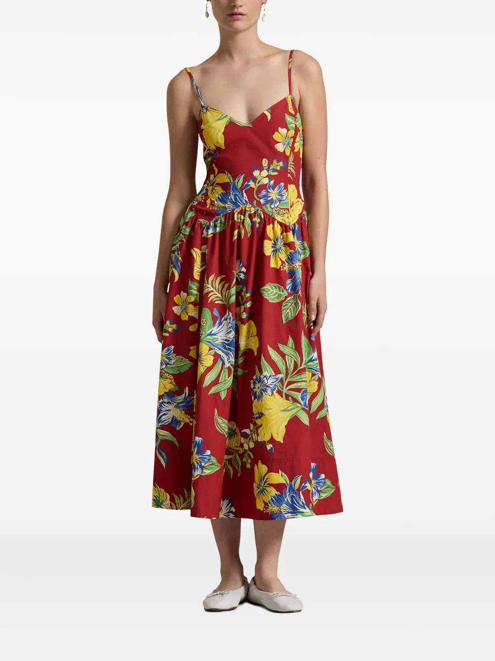 Polo Ralph Lauren Jurk met Tropical-print Rood
