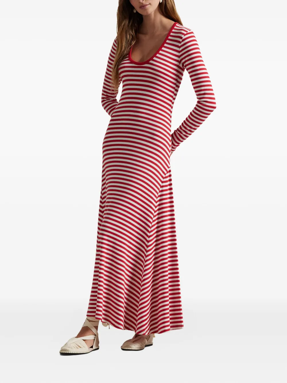 Polo Ralph Lauren Gestreepte maxi-jurk Rood