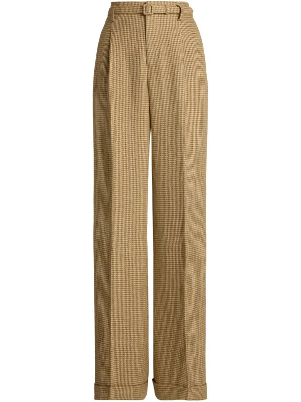 パンツ RALPH LAUREN WOOL HOUNDTOOTH SLACKS Polo Ralph Lauren PLEATED HERRINGBONE WOOL PANT - Trousers - brown パンツ