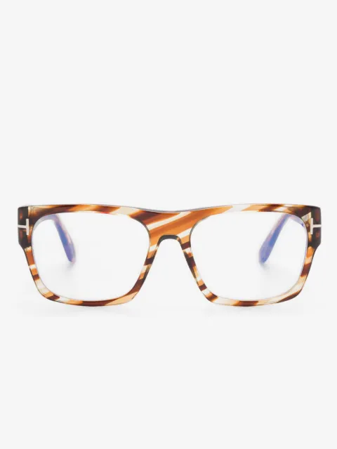 TOM FORD Eyewear tortoiseshell-effect rectangle-frame glasses