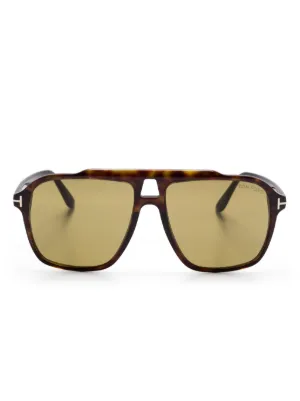 TOM FORD Eyewear トータスシェル スクエアサングラス | ブラウン