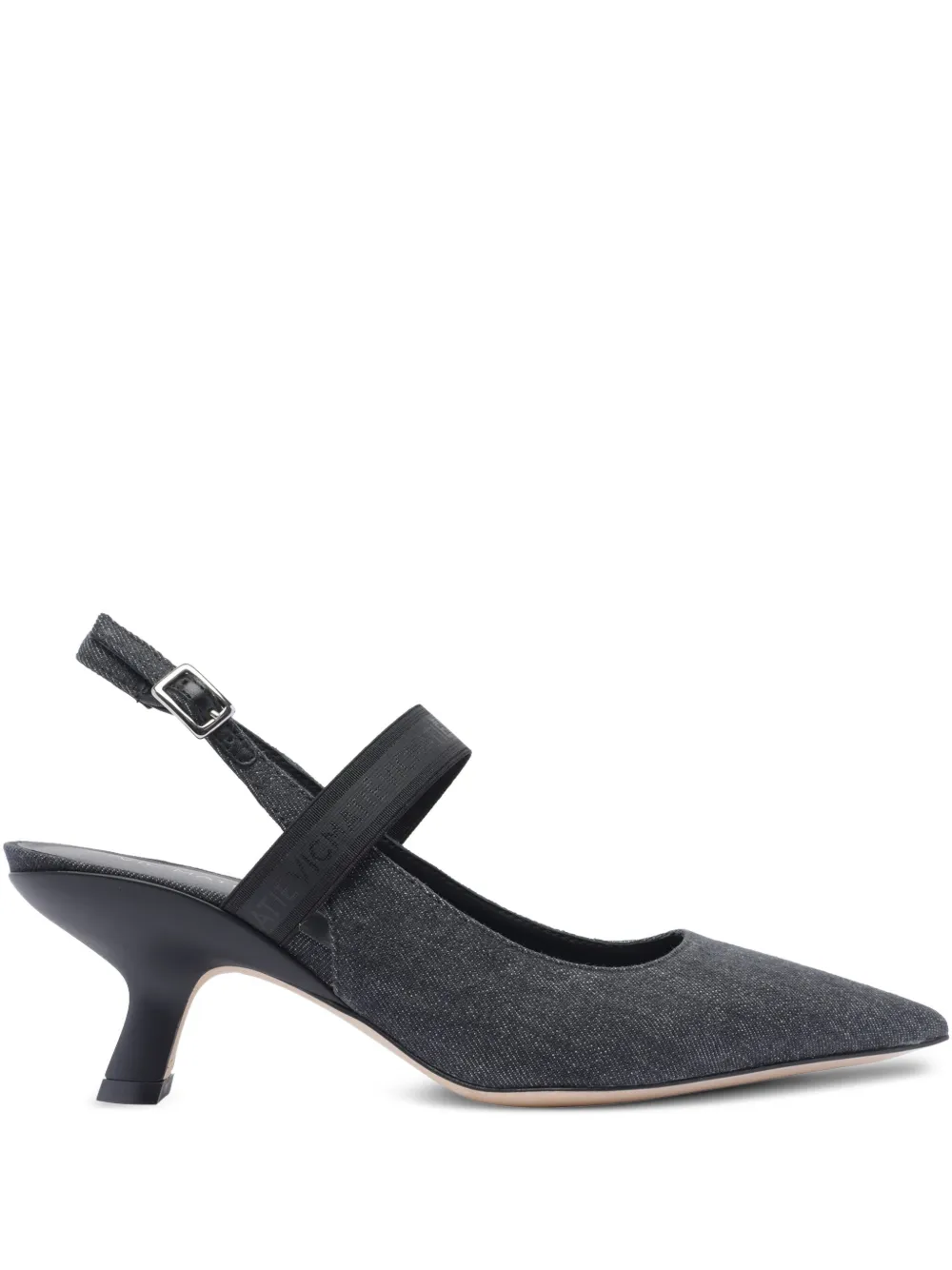 Vic Matie twill slingback pumps Black