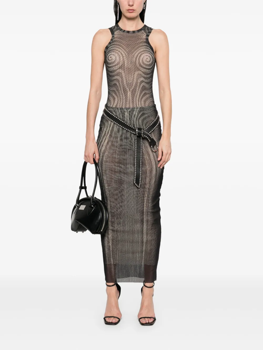 Jean Paul Gaultier Spiral mesh body - Zwart