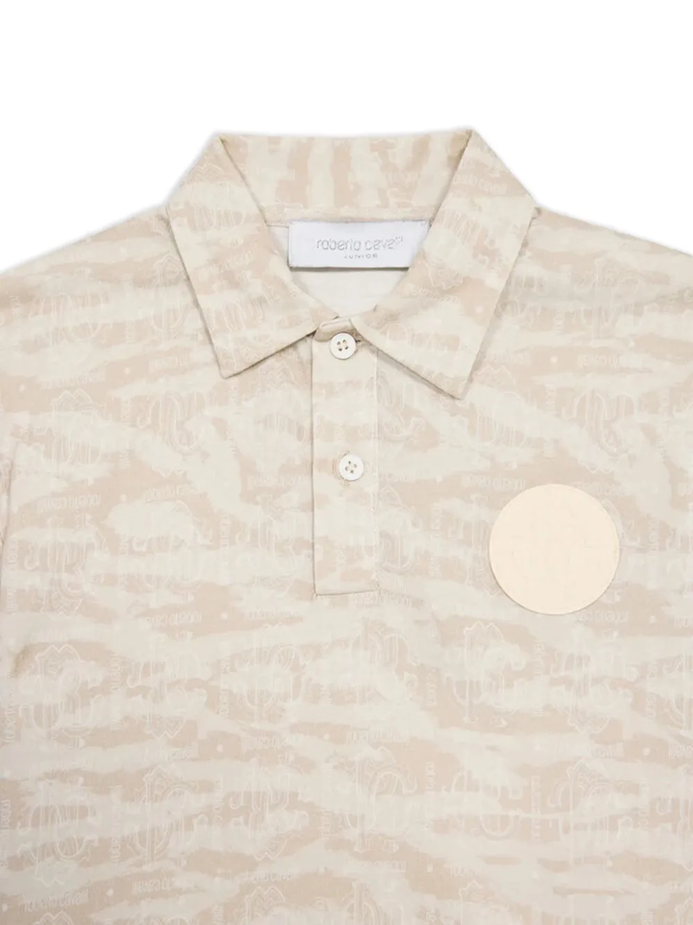 Roberto Cavalli Junior Poloshirt met jacquard-patroon Beige