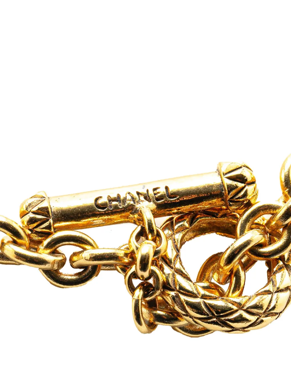 CHANEL Pre-Owned 1994 CC Bullet vergulde lange halsketting - Goud