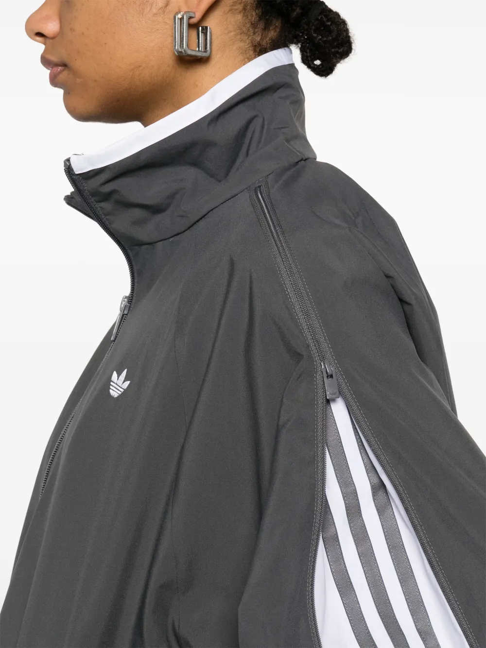 Shop Adidas Originals Zip-detail Track Jacket In Grey