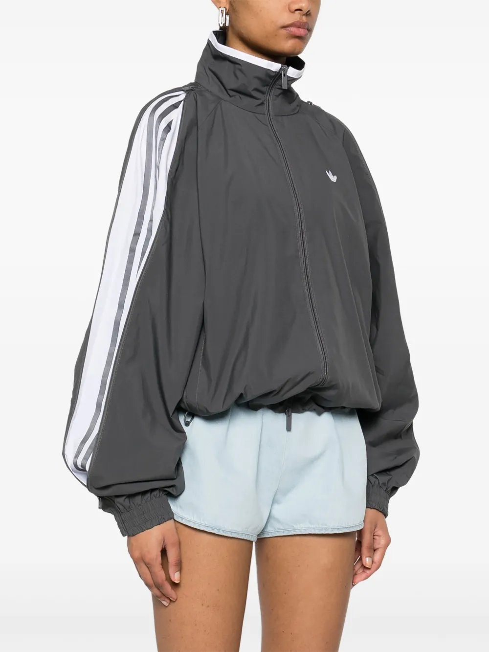 Shop Adidas Originals Zip-detail Track Jacket In Grey