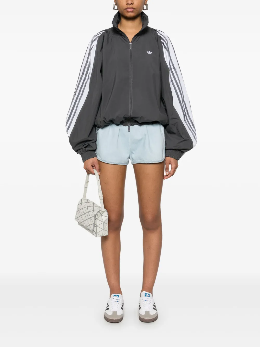 Shop Adidas Originals Zip-detail Track Jacket In Grey