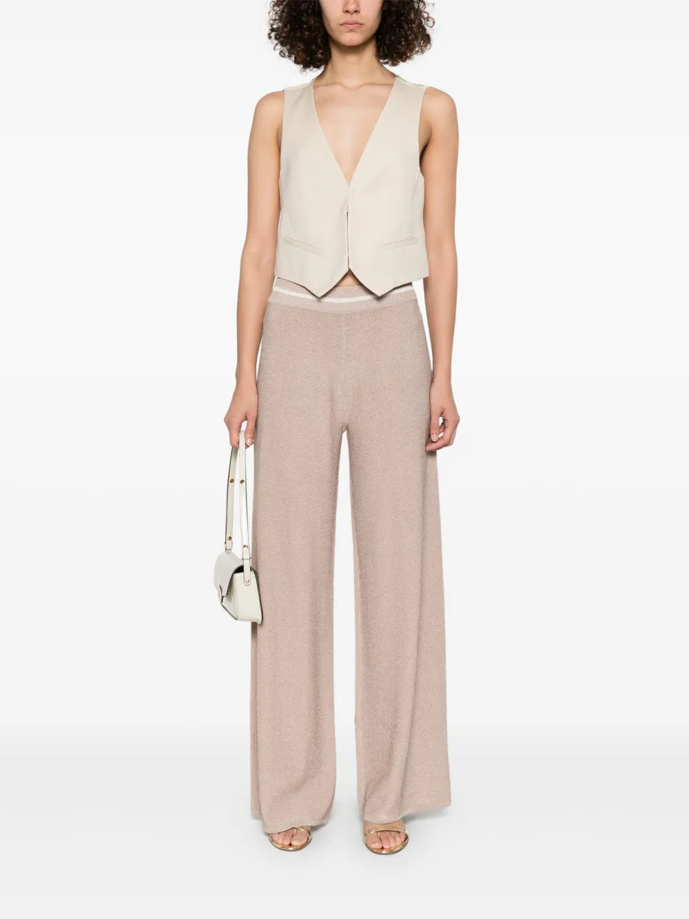 LIU JO lurex-embellished trousers - Beige