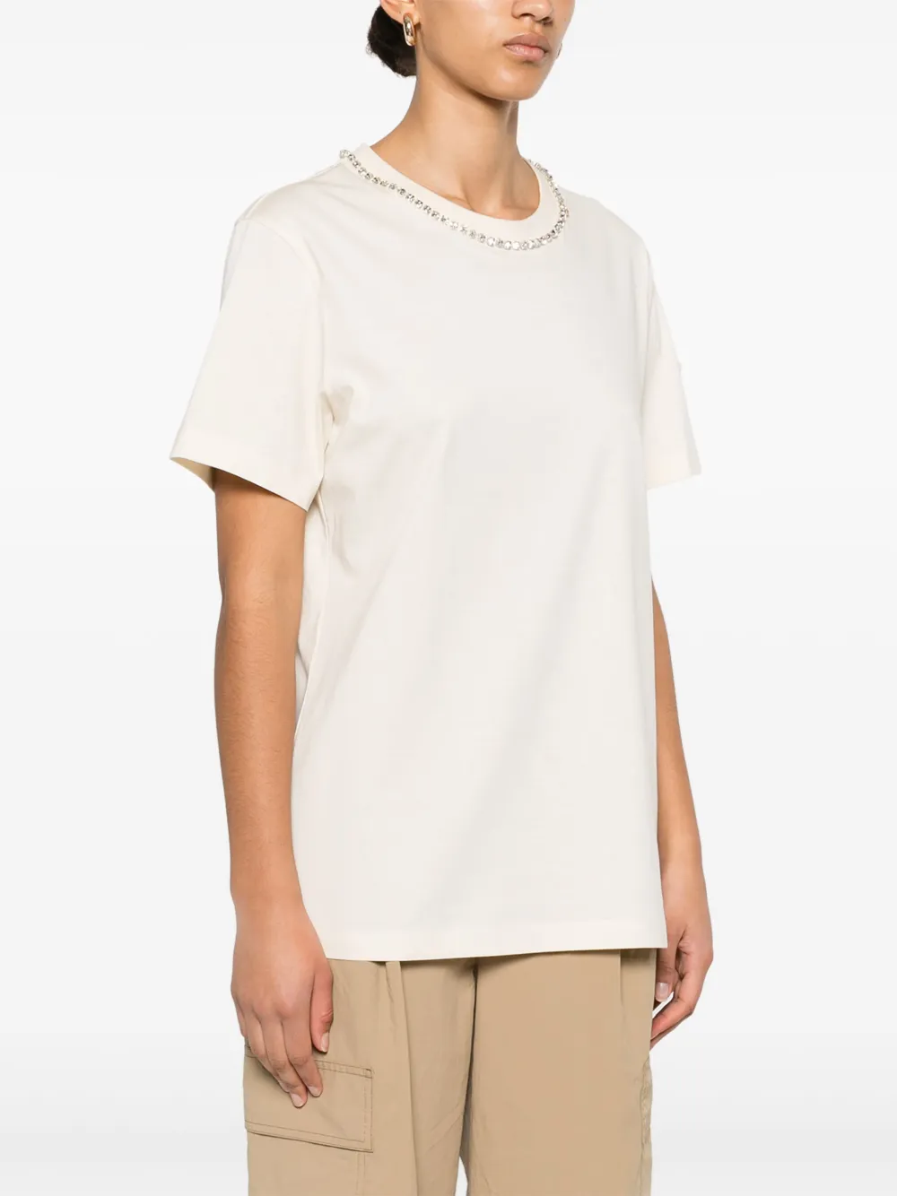 Moncler T-shirt verfraaid met kristallen Beige