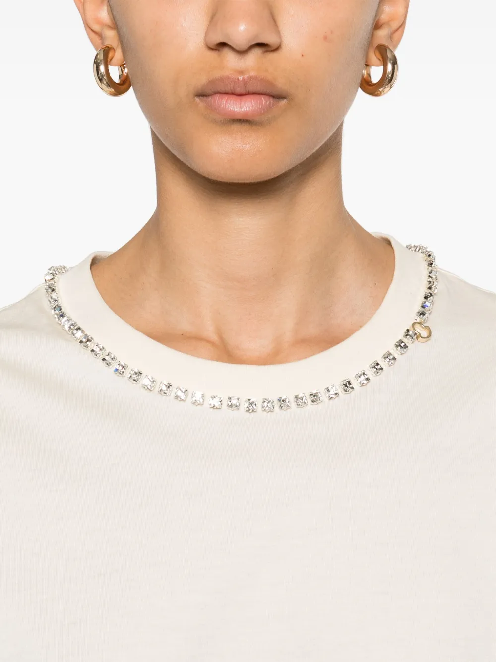 Moncler T-shirt verfraaid met kristallen Beige