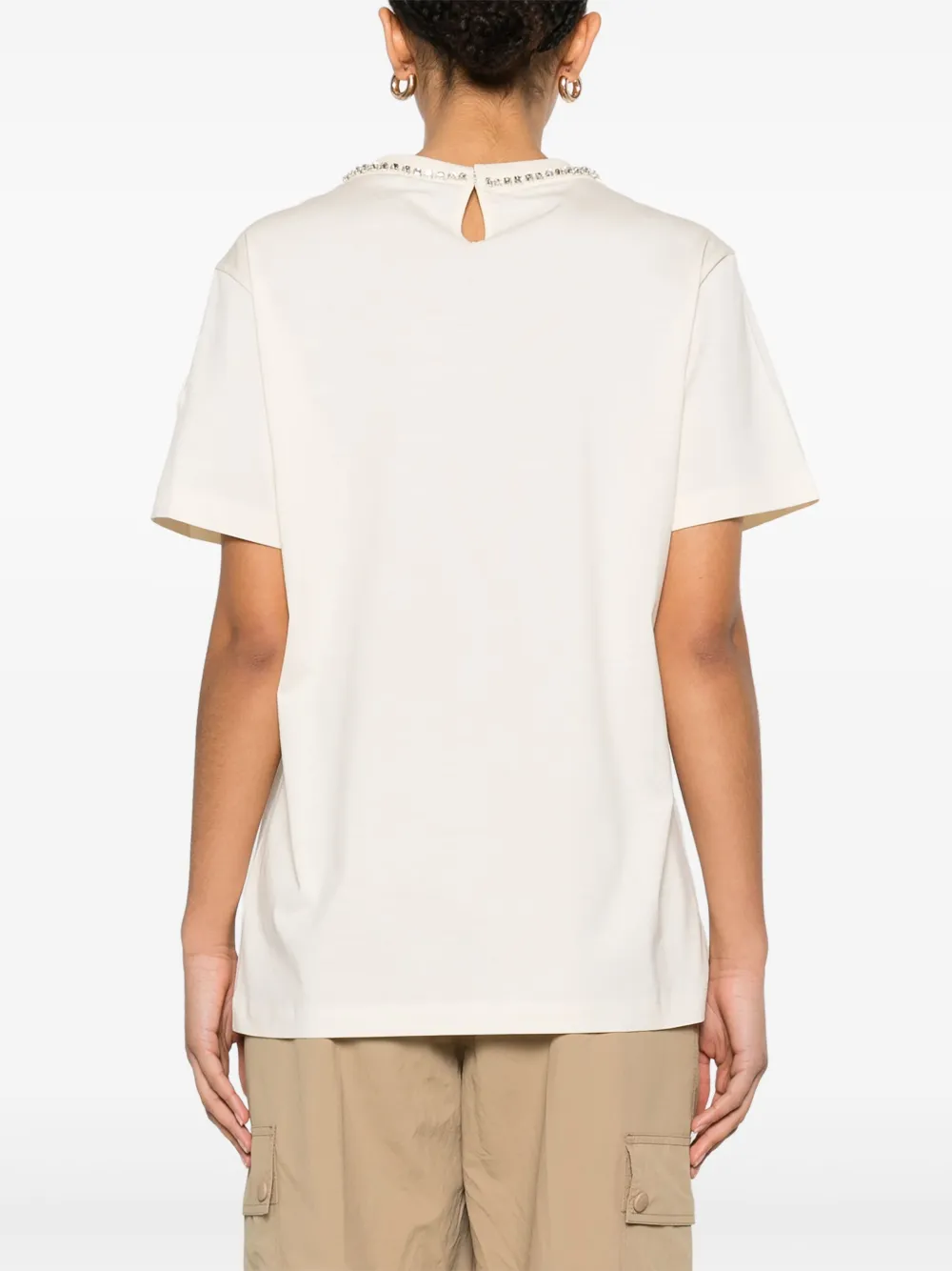 Moncler T-shirt verfraaid met kristallen Beige