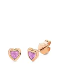 SHAY 18kt rose gold Mini Me Heart sapphire stud earrings - Pink