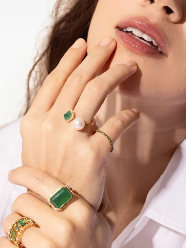 SHAY 18K Yellow Gold Green Garnet Single Thread Ring | Gold