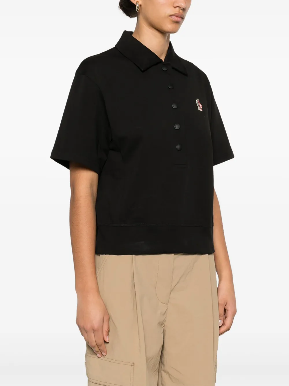 Moncler Grenoble Poloshirt met logopatch Zwart