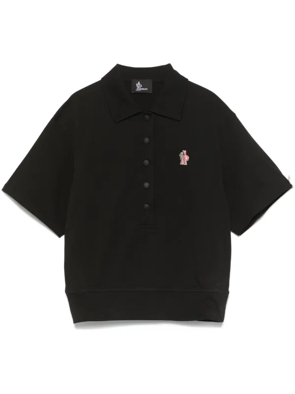 Moncler Grenoble Logo-patch Cotton Polo Shirt in Black