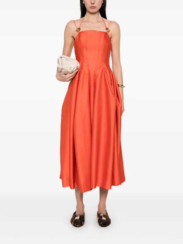 Stine Goya Midi-jurk Met Dubbel Bandje Oranje FARFETCH NL