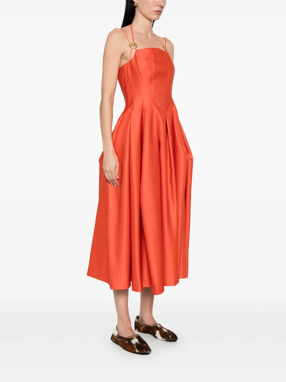 Shop Stine Goya Double-strap Midi Dress In Orange