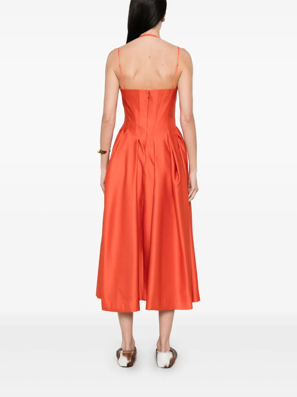 Shop Stine Goya Double-strap Midi Dress In Orange