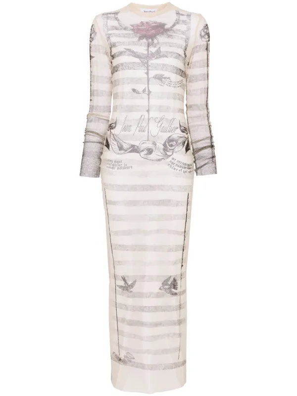 Jean Paul Gaultier Tattoo Marinire Maxi Dress | Neutrals | FARFETCH ID