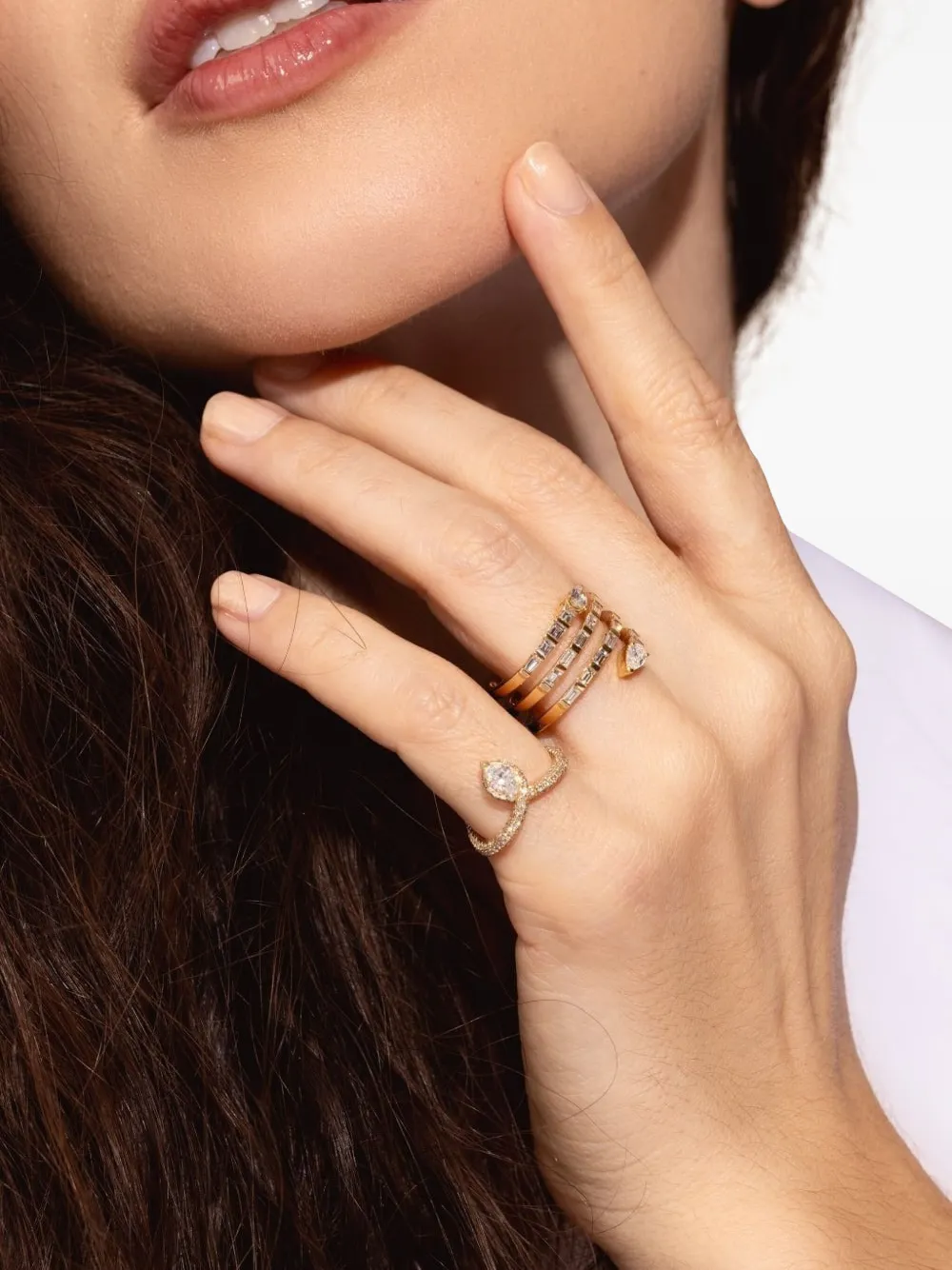 Shay 18k Yellow Gold Spiral Diamond Ring In Gold