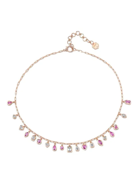 SHAY collar en oro rosa de 18kt con diamantes y zafiros