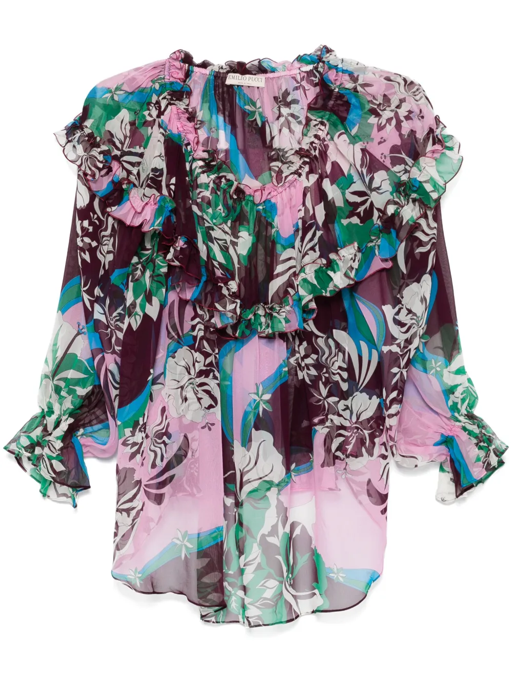 1990s ruffled silk blouse