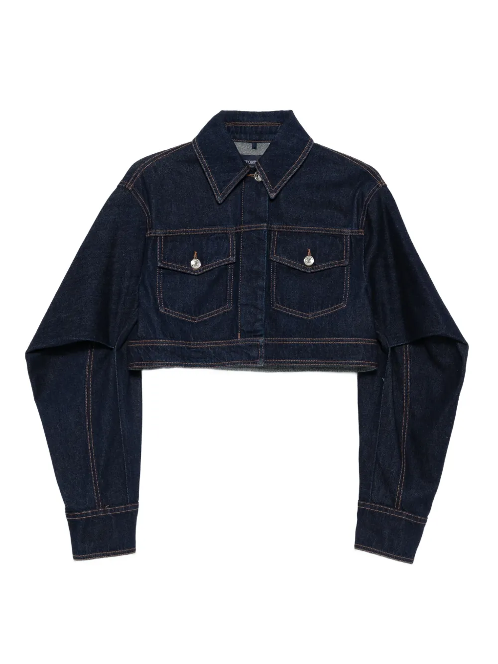 Sportmax curved-sleeve denim jacket Blauw