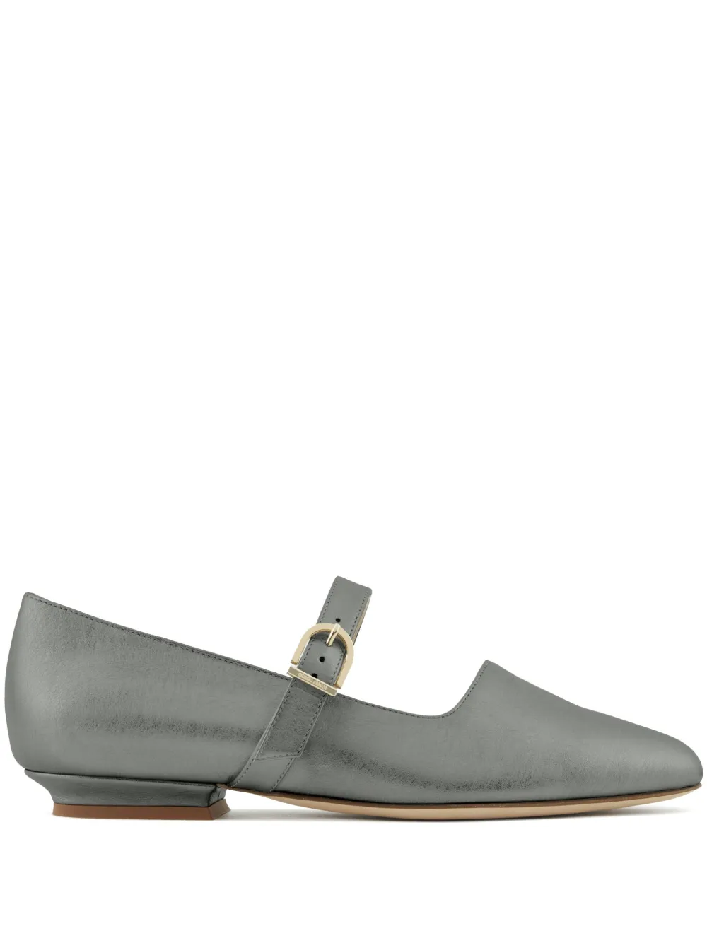 Giorgio Armani lamé-effect leather ballerina shoes Grey